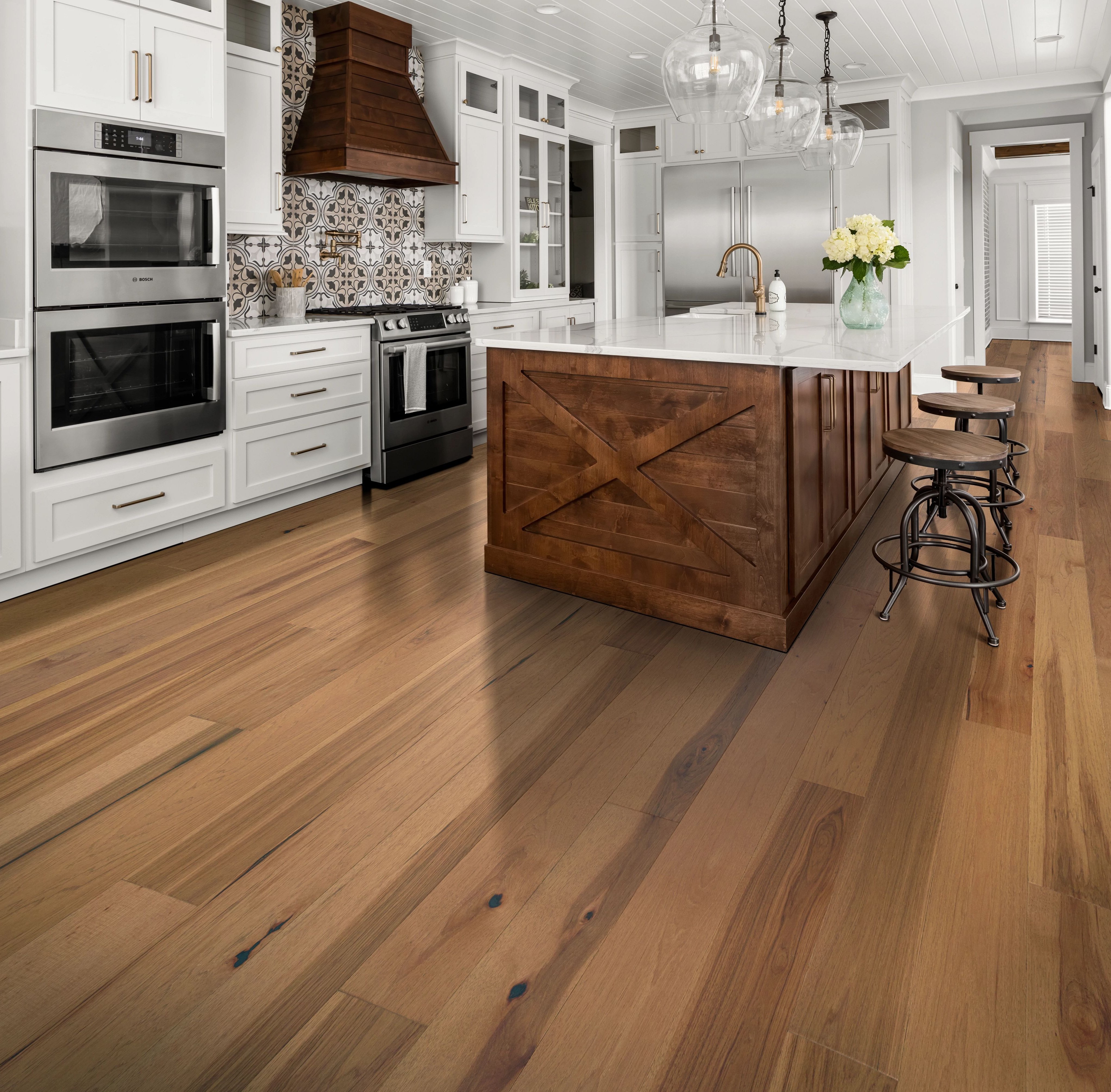 Kitchen with hardwood flooring from The Family Floor Store in Ellsworth, ME