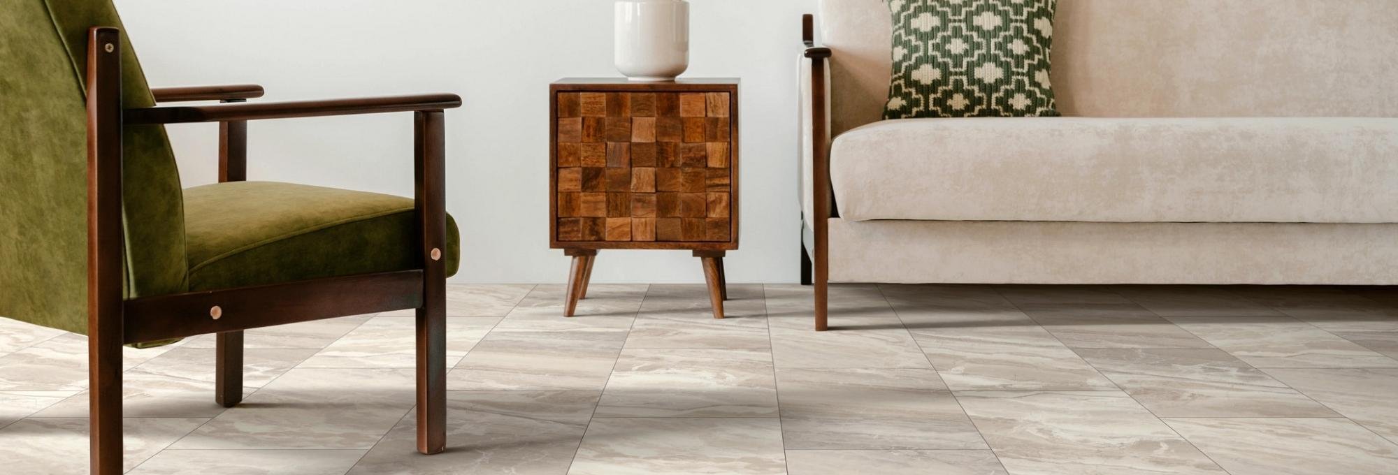 living room area with tile floor from The Family Floor Store in Ellsworth, ME